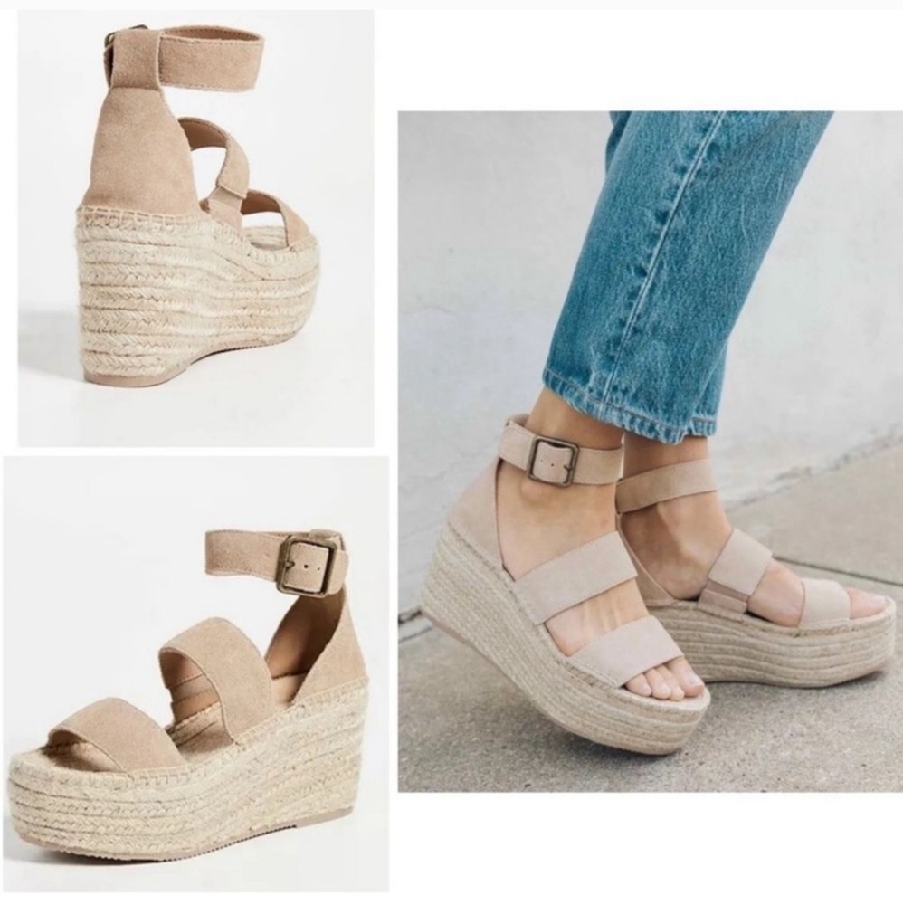 SOLUDOS Palma Platform Suede Sandal in Blush - 9
